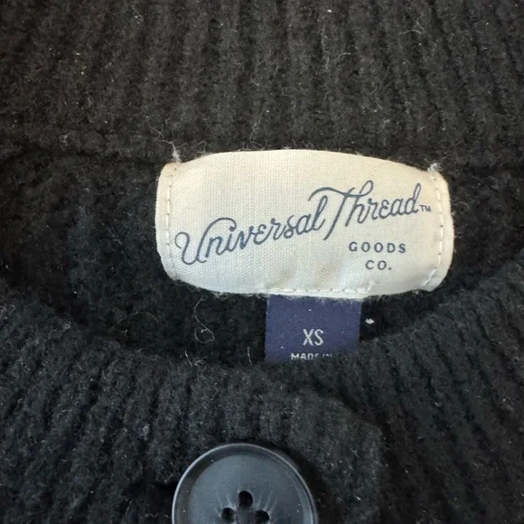 Universal Thread Black Ribbed Button-Up Women’s Cardigan - Picture 3 of 5